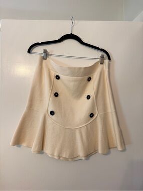 Maeve Cream Mini Skirt with Black Button Detail